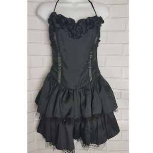 Betsey Johnson black taffeta ruffle dress 4